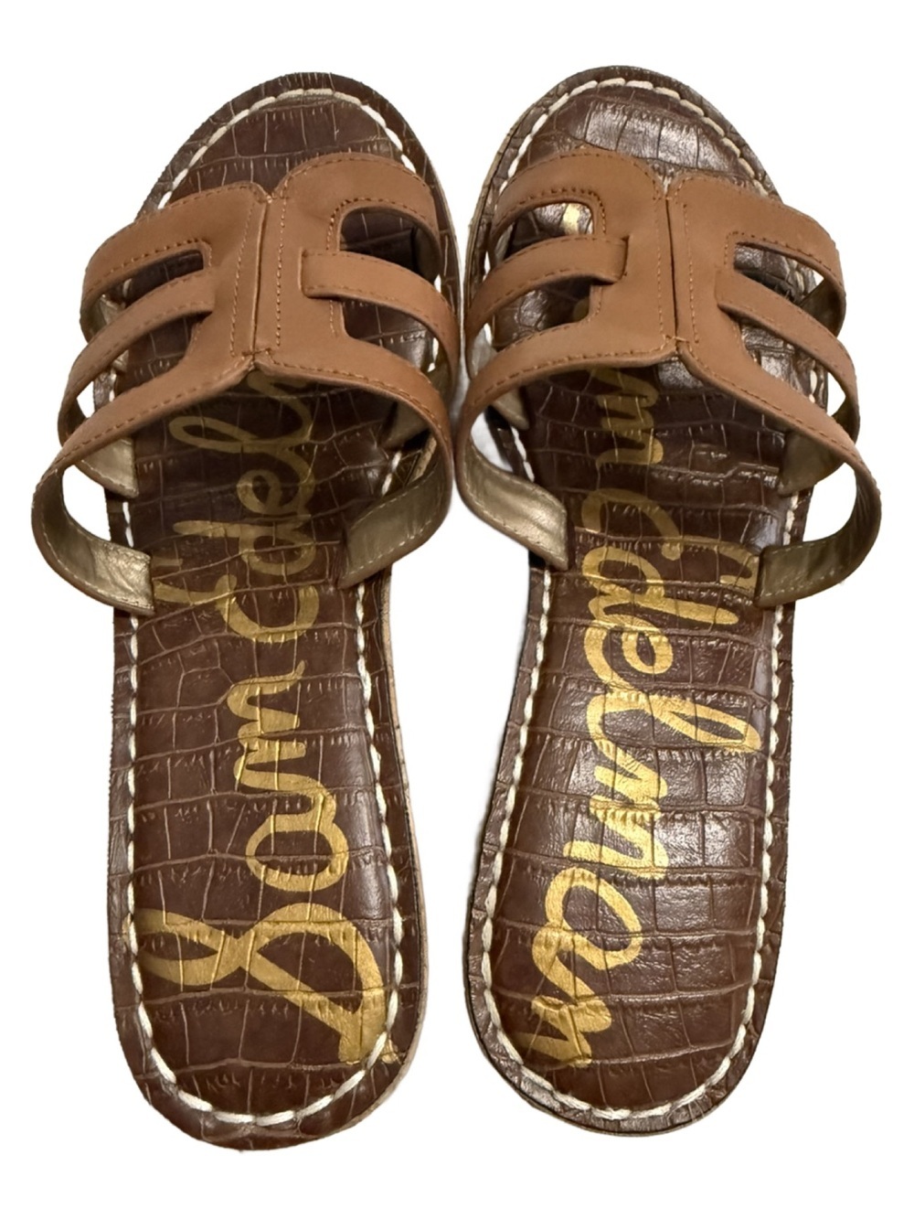 Sam Edelman Tan Leather Bay Slide Sandals. Size 7